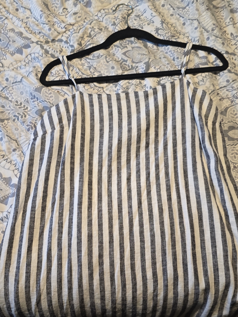 a new day- Black & White Striped Tank
